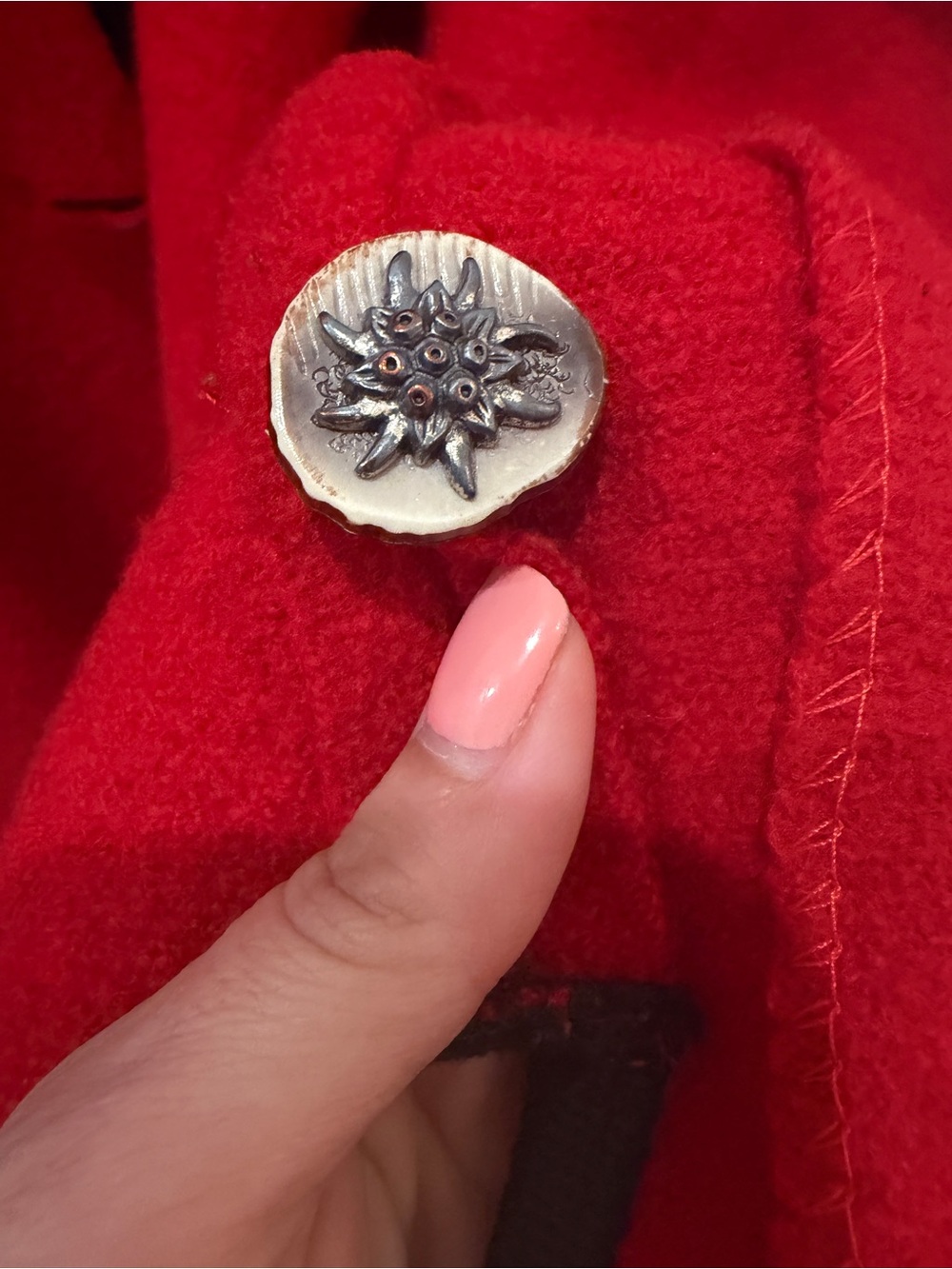 Vintage Vitabella Red Wool Goose Button Front Jacket XL - Picture 8 of 16